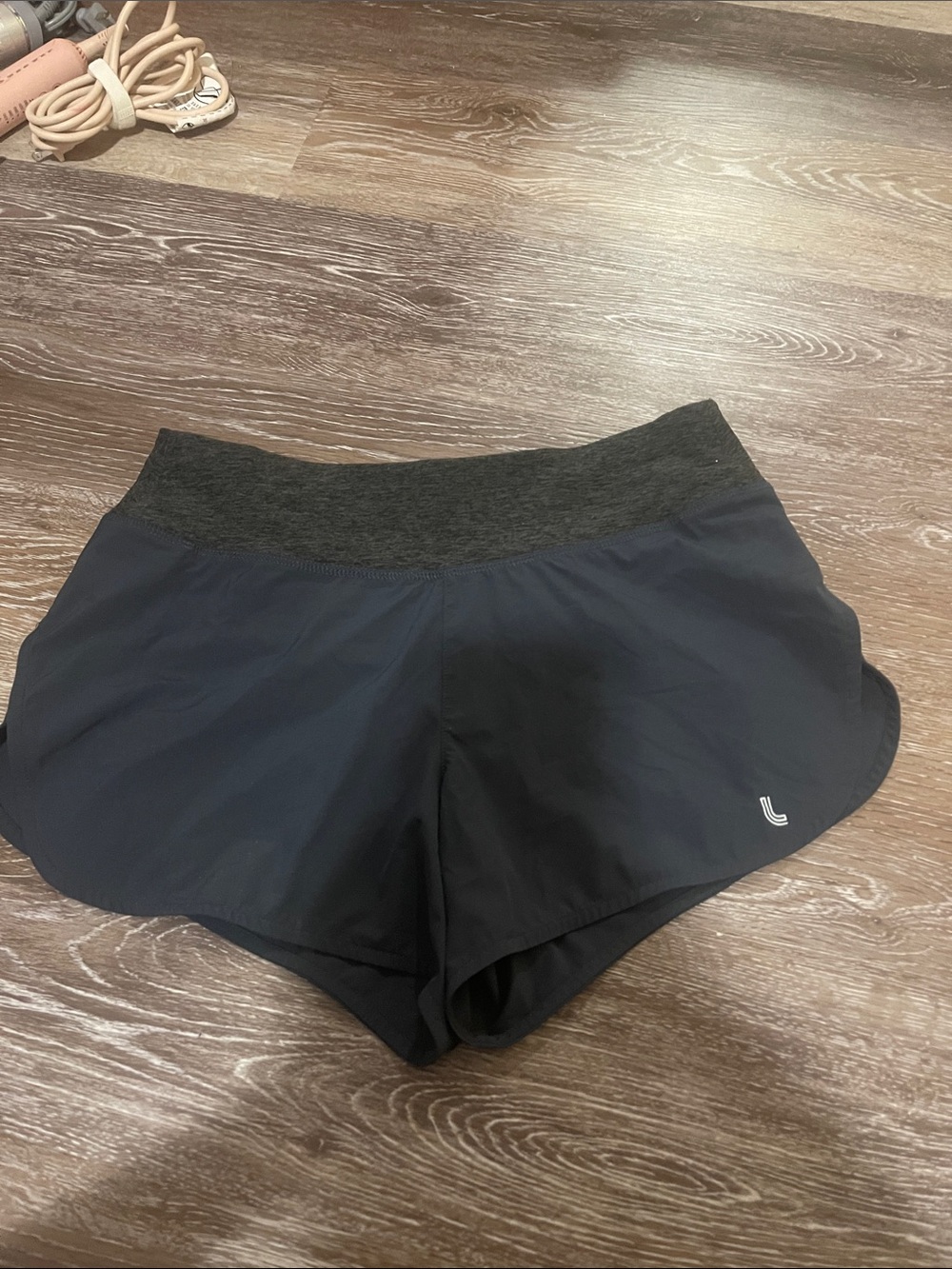 Lole Black Athletic Shorts with Heathered Charcoal Waistband